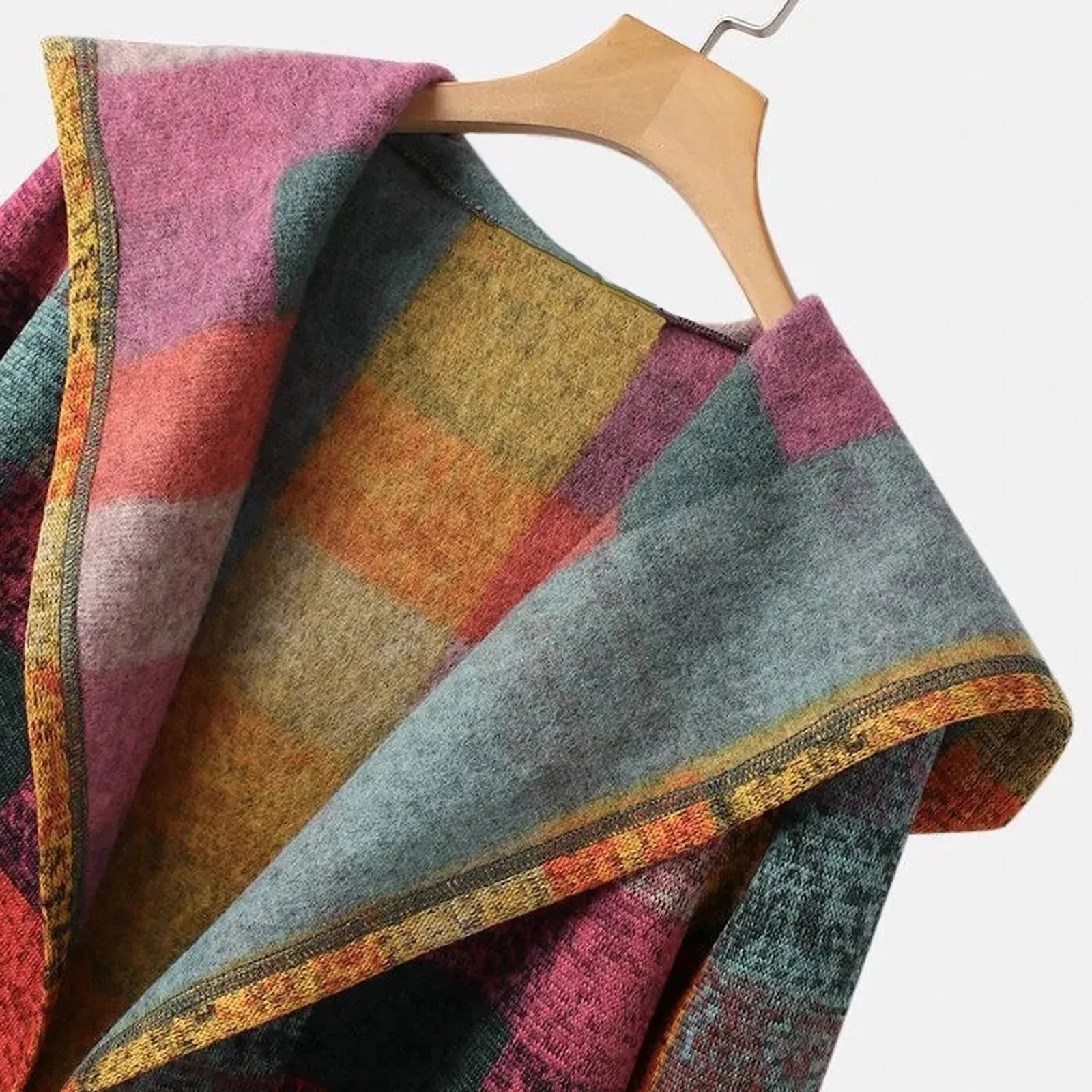 Womens Casual Plaid Cardigan Long Sleeve Zipper Hooded Vintage Pocket Duster Sweater Cardigan Womens Knit Jackets Ropa De Mujer