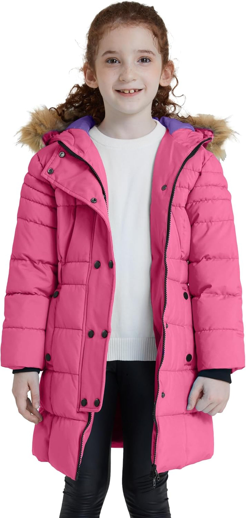 Girls' Long Winter Coat Waterproof Warm Puffer Jacket Hooded Snow Parka